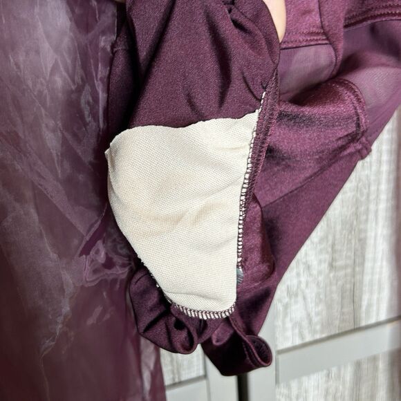 Weissman Dance Leotard Size S Burgundy Lycra Puff Sheer Sleeves - Picture 6 of 10